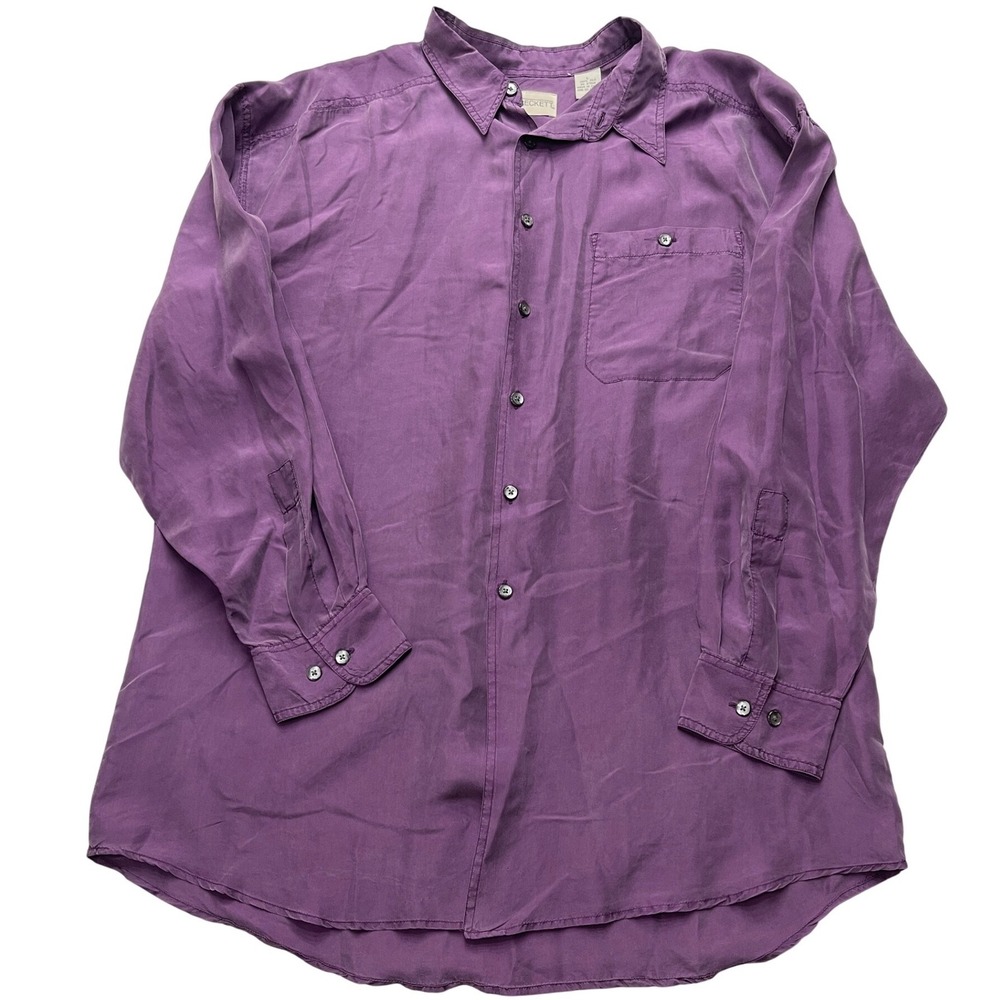 JT Beckett Mens 100% Silk Button Down Shirt Purple‎ Long Sleeve Large NEW